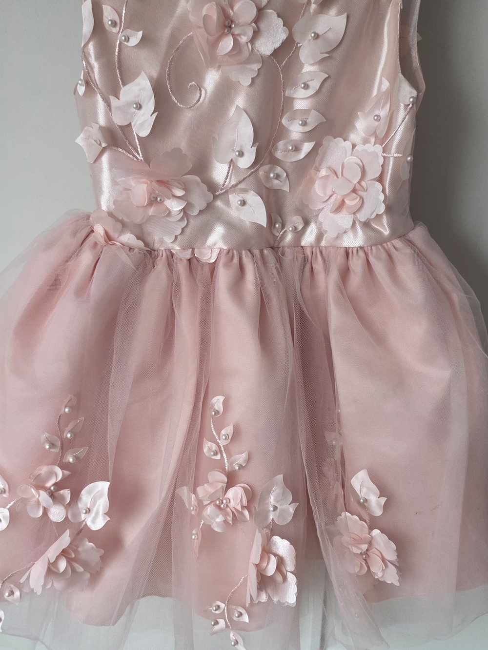 3 Girls' Floral Tulle Party Dress - Pink
